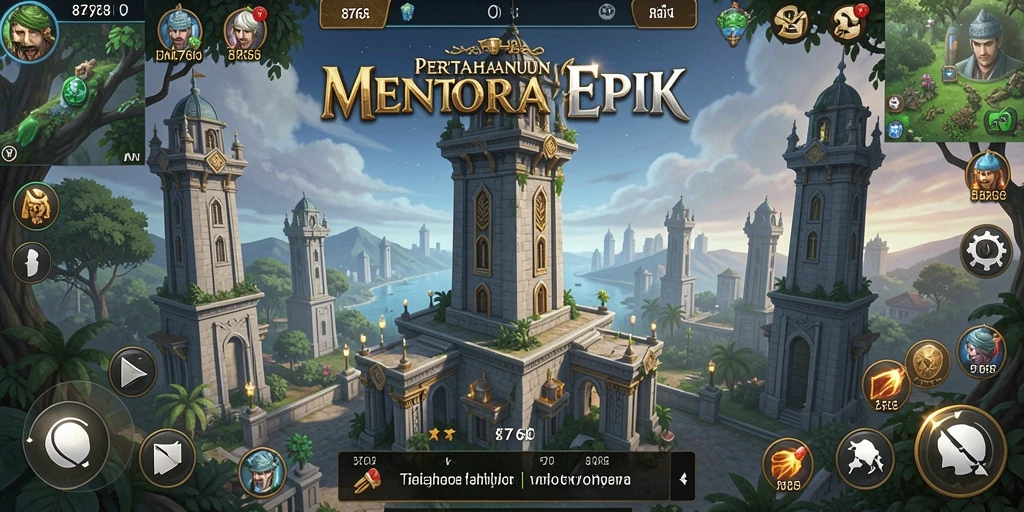 Screenshot menunjukkan aksi pertahanan menara yang mendebarkan.