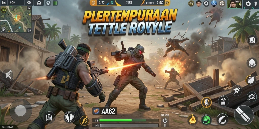 Tampilan gameplay AA62 yang menegangkan dalam pertarungan Battle Royale.