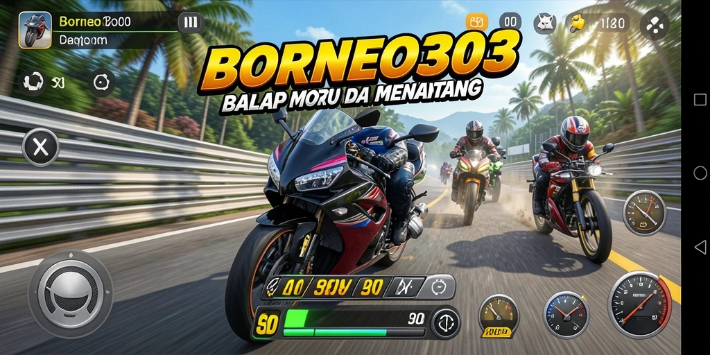 Gameplay mendebarkan dalam balap motor yang menantang.