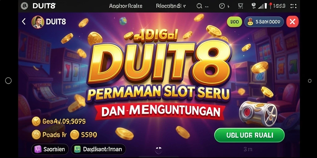 Screenshot gameplay DUIT8 menampilkan gulungan slot yang menarik dan penuh warna.