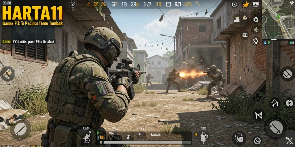 Screenshot utama HARTA11 menunjukkan intensitas pertempuran FPS yang mendebarkan.
