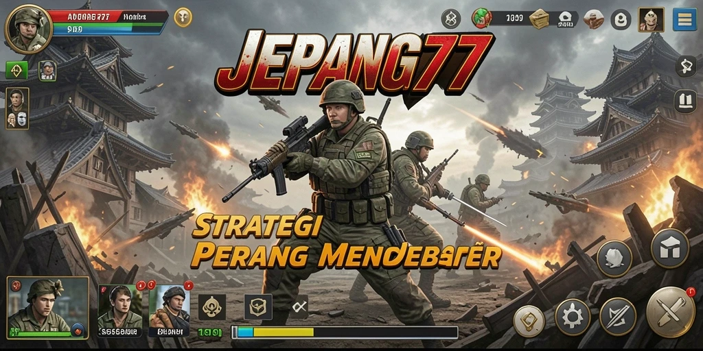 Gameplay mendebarkan dari JEPANG77 dengan peta dan unit yang beragam.