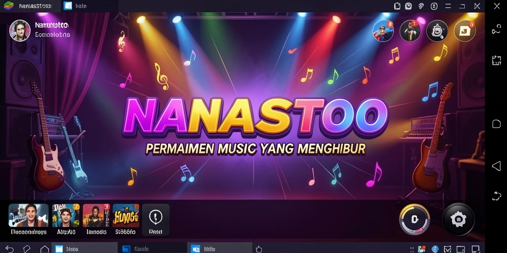 Screenshot utama NANASTOTO menampilkan gameplay musik yang seru dan interaktif.