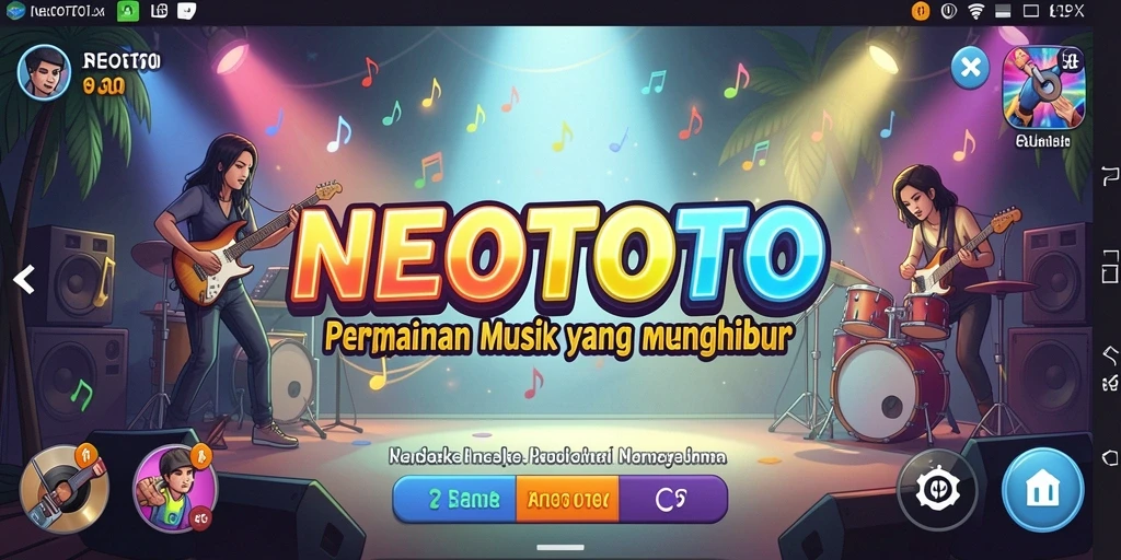 Screenshot gameplay NEOTOTO menampilkan pengalaman bermain musik yang seru.