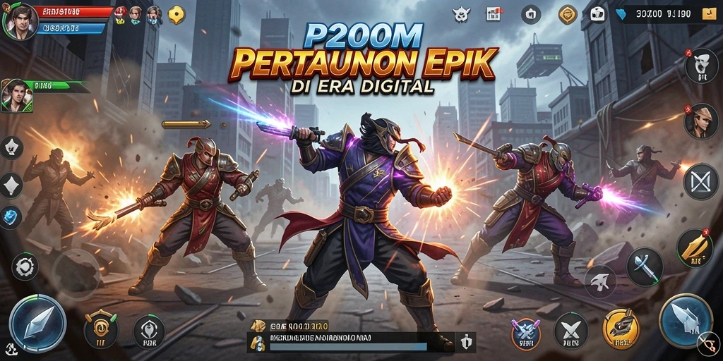 Tangkapan layar P200M menampilkan pertarungan seru antara karakter-karakter kuat.