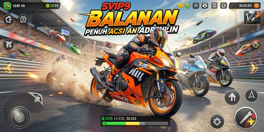 Tampilan gameplay seru dari balapan motor di SVIP9.