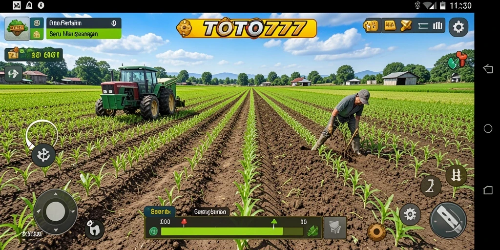 Screenshot TOTO777 menampilkan aktivitas pertanian yang seru.