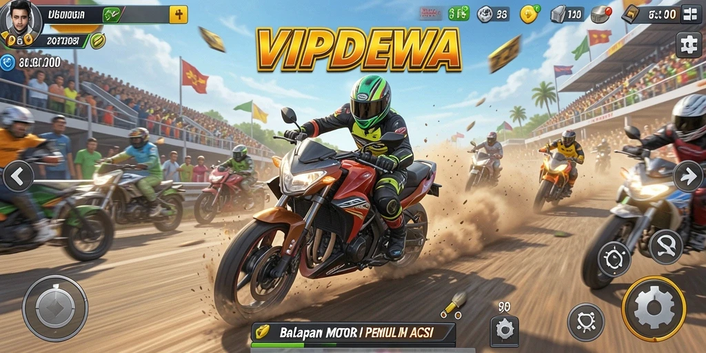 Gameplay seru balapan motor di VIPDEWA