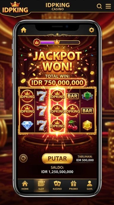 Screenshot utama aplikasi idpking dengan desain antarmuka yang menarik.